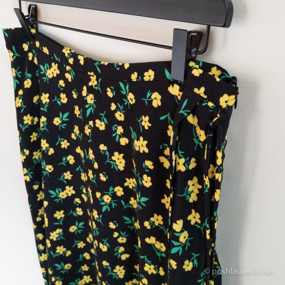 M&S Collection Floral Print Midi Skirt *NWT* – Black and Yellow – Size 8 - Picture 6 of 15